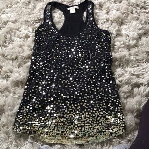 Arden B Black Racerback Sequin Tank Top